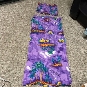 Vintage 90s Purple Tropical Two-Piece Set